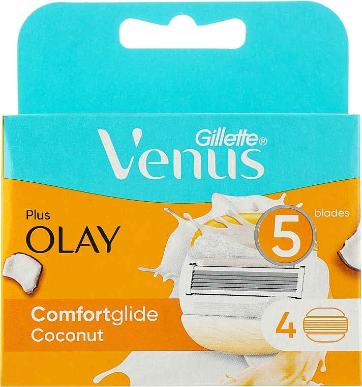 Сменные кассеты для бритья, 4 шт. - Gillette Venus & Olay Comfortglide Coconut — фото N1