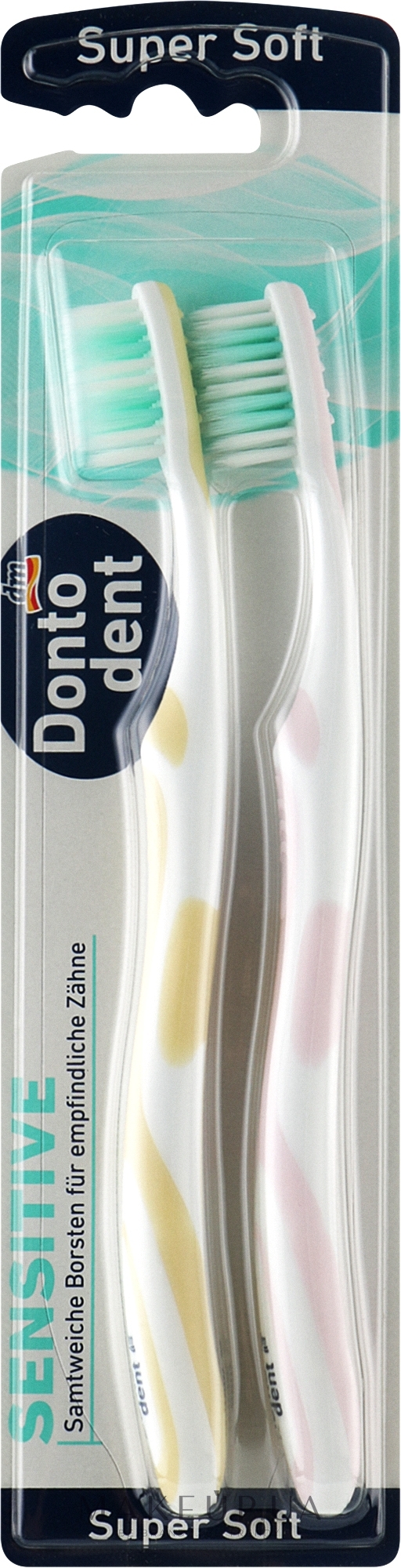 Зубные щетки ультрамягкие, желтая + розовая, 2 шт - Dontodent Sensitive Super Soft — фото 2шт