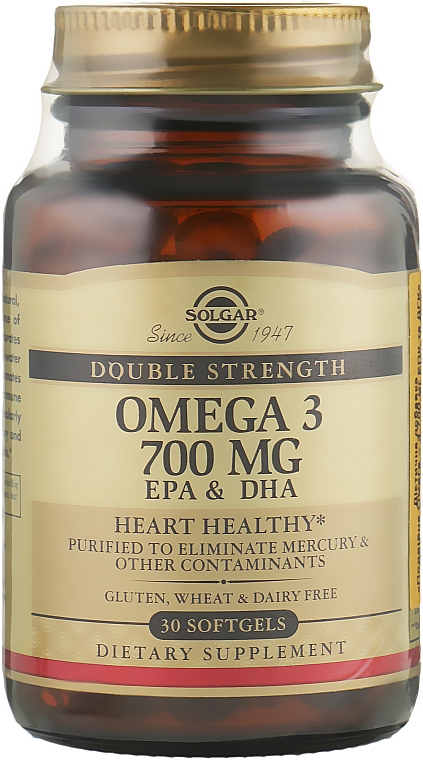 Дієтична добавка "Омега-3" 700 мг ЕПК & ДГК - Solgar Double Strength Omega-3 700 mg EPA & DHA — фото N3