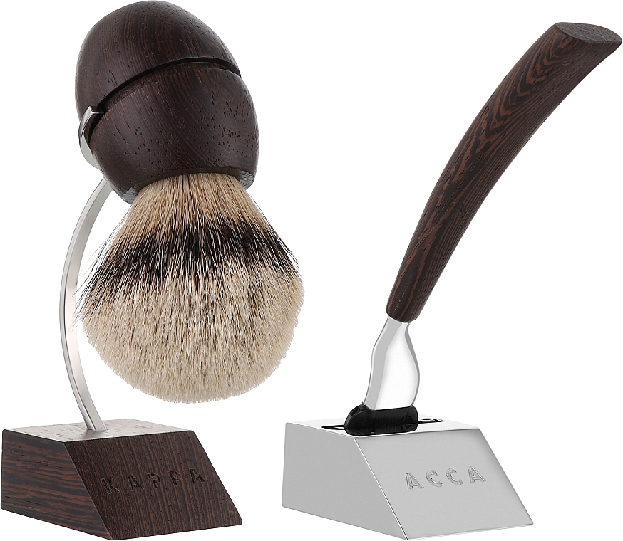 Набор для бритья - Acca Kappa Shaving Set With Stand Wenge Wood (razor/1pc + brush/1pc + stand/1pc) — фото N1