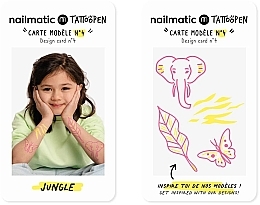 Набір для тимчасових тату - Nailmatic Tattoopen Duo Set Jungle (pen/2x2.5g + kards/4pcs) — фото N3
