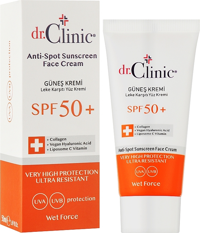 Солнцезащитный крем против пигментации SPF 50+ - Dr. Clinic Anti-Spot Sunscreen Face Cream — фото N2