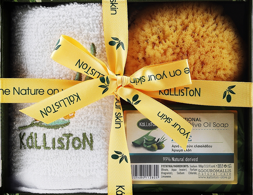 Набір - Kalliston Aloe (soap/100g + sponge + towel) — фото N1