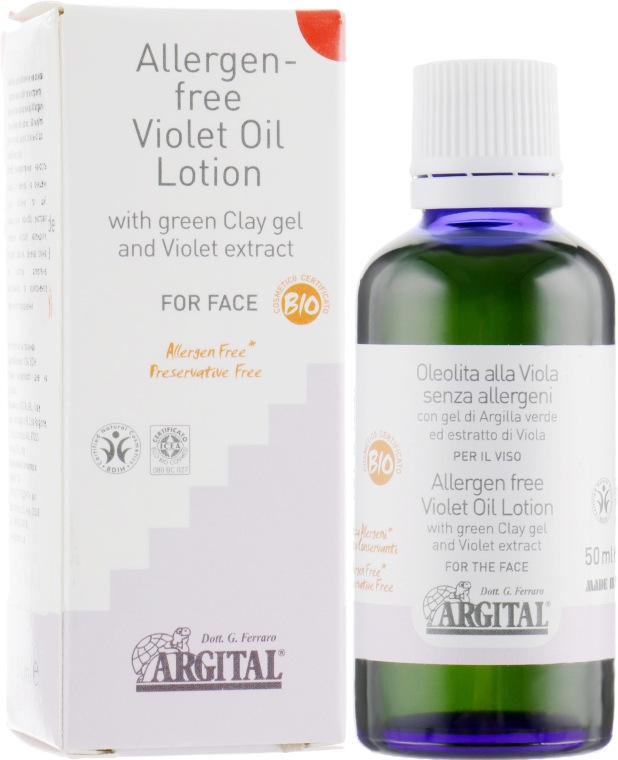 Лосьйон для обличчя на основі рослинних олій і екстракту фіалки без алергенів - Argital Allergen-Free Violet Oil Lotion