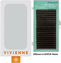 Вії "Elite", темно-коричневі, 20 ліній (органайзер) (mix, 0,07, L + , (9-14)) - Vivienne  — фото N1