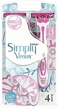 Одноразовые бритвенные станки, 4шт - Gillette Simply Venus 3 Simply Smooth — фото N2