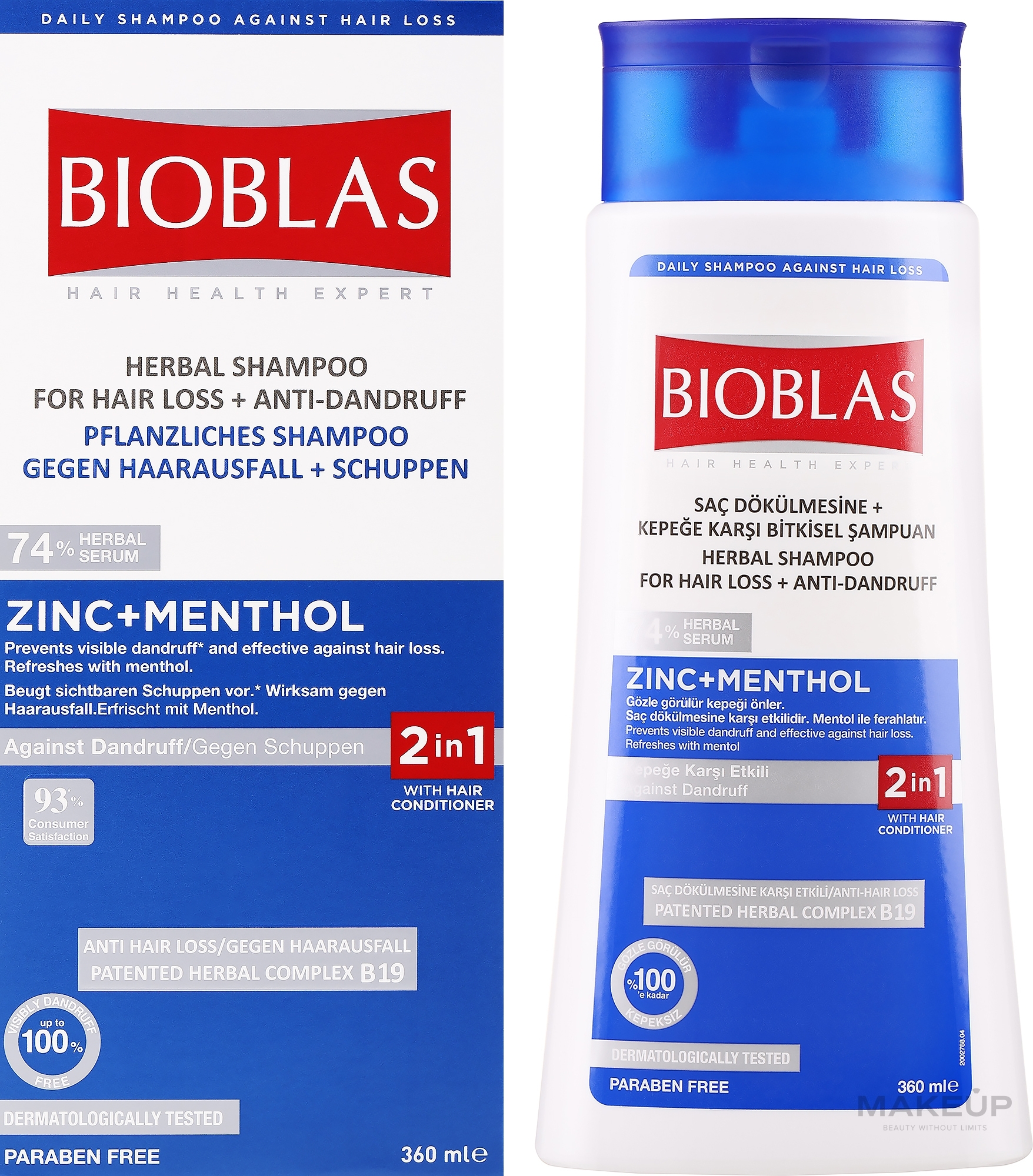 Шампунь против выпадения волос и перхоти - Bioblas Zinc Pyrithione Against Hair Loss And Dandruff Shampoo — фото 360ml