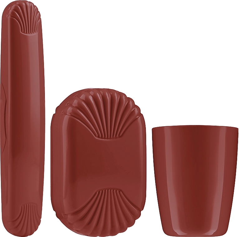 Набор туристический, бордовый - Sanel Comfort II (cup1/pcs + toothbr/case/1pcs + soap/case/1pcs) — фото N1