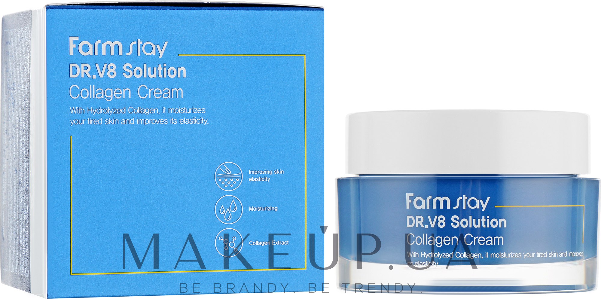 Крем для обличчя з колагеном від зморщок з освітлювальною дією - FarmStay DR.V8 Solution Collagen Cream — фото 50ml