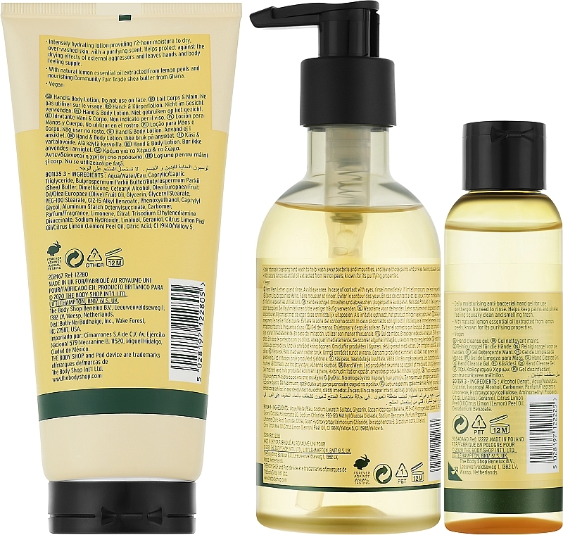 Набор - The Body Shop Lovely & Clean Lemon Hand Care Gift (lot/200ml + soap/250ml + h/gel/200ml) — фото N3