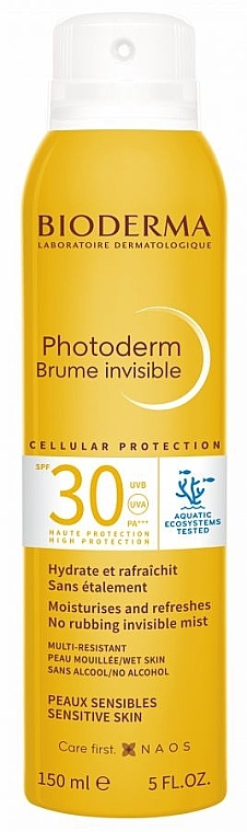 Сонцезахисний невидимий спрей для чутливої шкіри - Bioderma Photoderm Invisible Mist SPF30 — фото N1