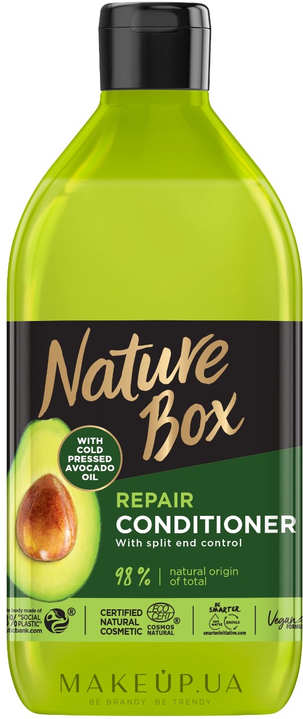 Бальзам для восстановления волос и против секущихся кончиков с маслом авокадо холодного отжима - Nature Box Repair Vegan Conditioner With Cold Pressed Avocado Oil — фото 385ml