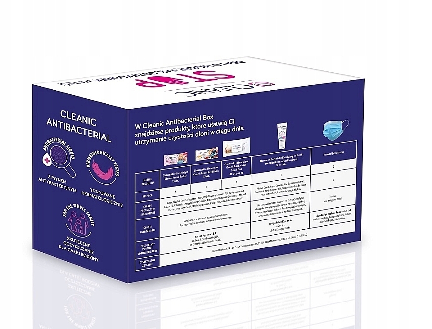 Набор - Cleanic Antibacterial Box (wipes/3 pack + hand/gel/50ml + mask/2pcs) — фото N2