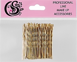 Невидимки для волос волнистые с двумя шариками металлические, CS8G, 55 мм, золото - Cosmo Shop — фото N1