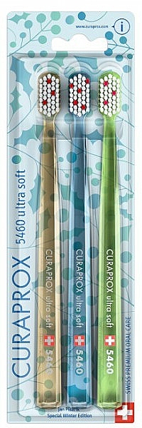 Набір зубних щіток, жовта, синя, зелена - Curaprox CS 5460 Ultra Soft Winter Berry — фото N1