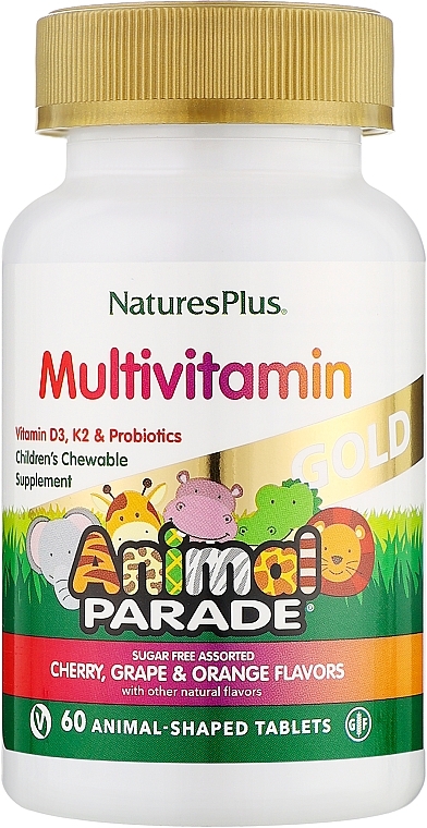 Мультивитамины для детей, микс вкусов - NaturesPlus Animal Parade Gold Multivitamin Children’s Chewables