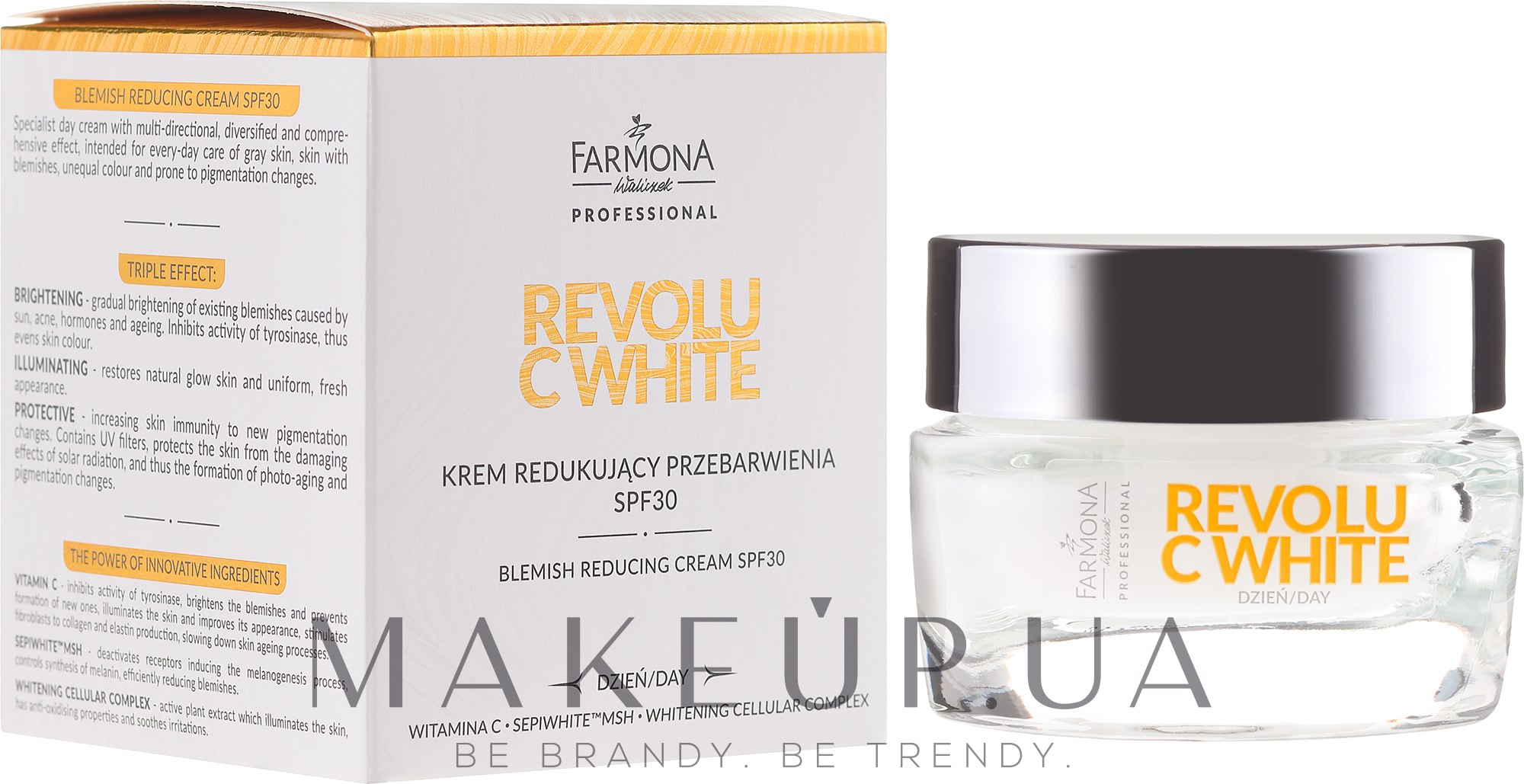 Восстанавливающий крем для лица - Farmona Professional Revolu C White Blemish Reducing Cream SPF30 — фото 50ml