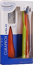 Набір, варіант 28 (зелений, помаранчевий) - Curaprox Ortho Kit (brush/1pcs + brushes 07,14,18/3pcs + UHS/1pcs + orthod/wax/1pcs + box) — фото N1
