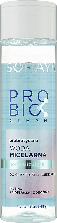 Пробиотическая мицеллярная вода нормализующая для очищения и снятия макияжа - Soraya Probio Clean — фото N1