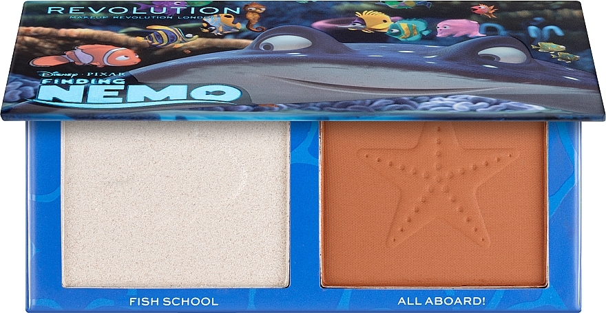Палетка для контурингу обличчя - Makeup Revolution Disney & Pixar’s Finding Nemo Wake Up Bronzer And Highlighter Palette — фото N1