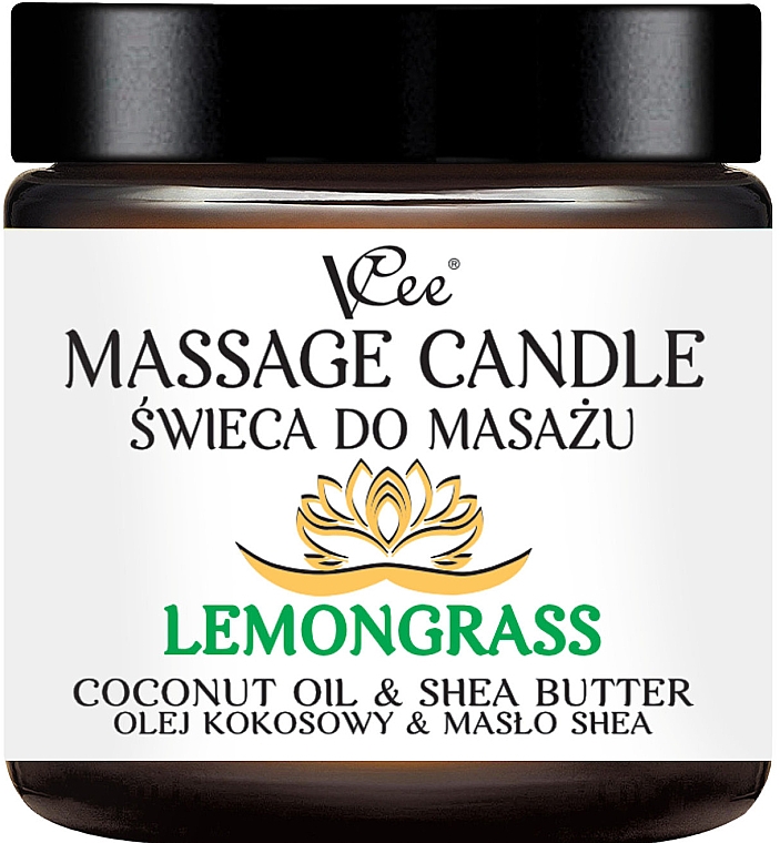 Масажна свічка "Лемонграс" - VCee Massage Candle Lemongrass Coconut Oil & Shea Butter — фото N1
