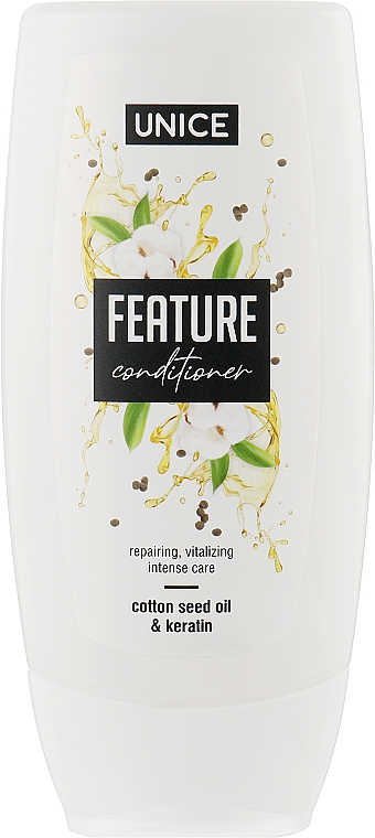 Кондиціонер для волосся з кератином і олією насіння бавовни - Unice Feature Conditioner Cotton Seed Oil & Keratin — фото N1