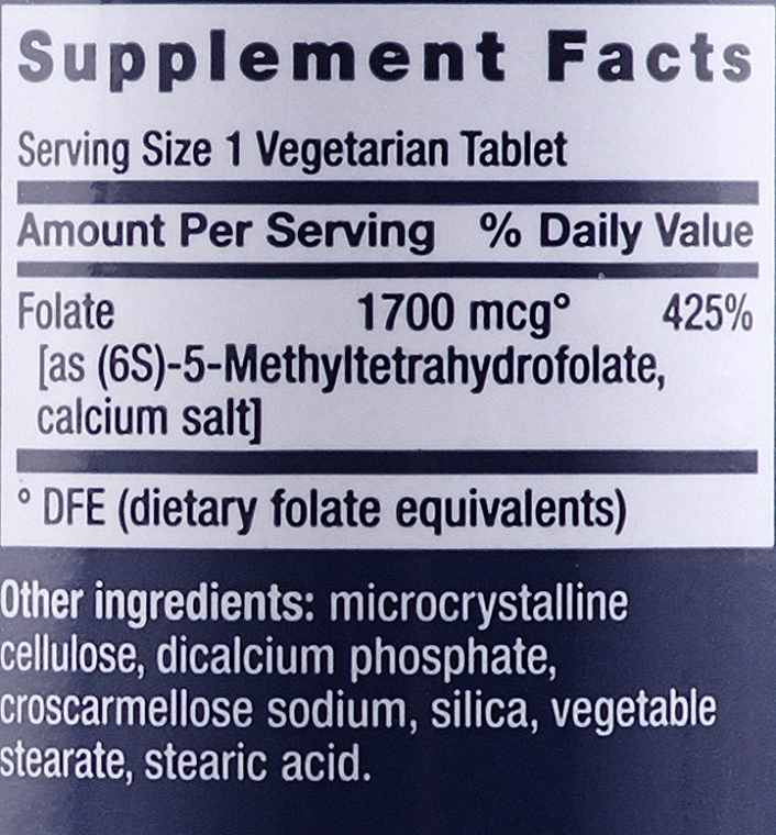 Пищевая добавка "Фолат", 1700 мг - Life Extension Optimized Folate — фото N3