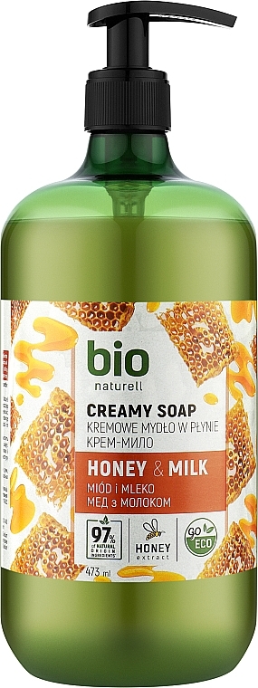 Крем-мыло "Мед с молоком" - Bio Naturell Honey & Milk Creamy Soap  — фото N1