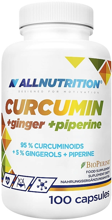 Пищевая добавка "Куркума, имбирь, пиперин" - Allnutrition Curcumin Ginger Piperine Suplement Diety — фото N1