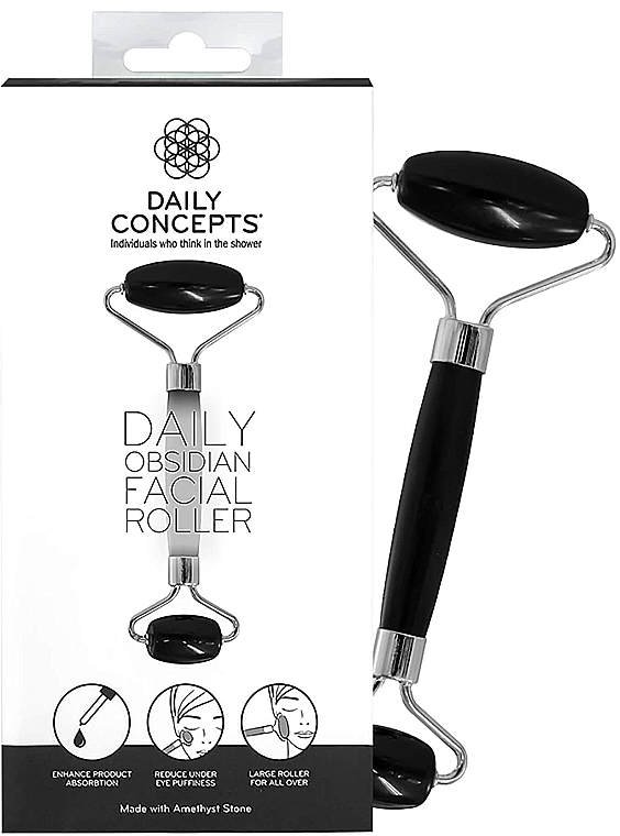 Ролер для масажу обличчя, обсидіан - Daily Concepts Daily Obsidian Facial Roller — фото N1
