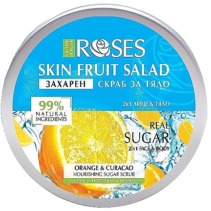 Скраб для обличчя й тіла "Апельсин і кюрасао" - Nature of Agiva Roses Skin Fruit Salad Orange & Curacao Nourishing Sugar Scrub — фото N1