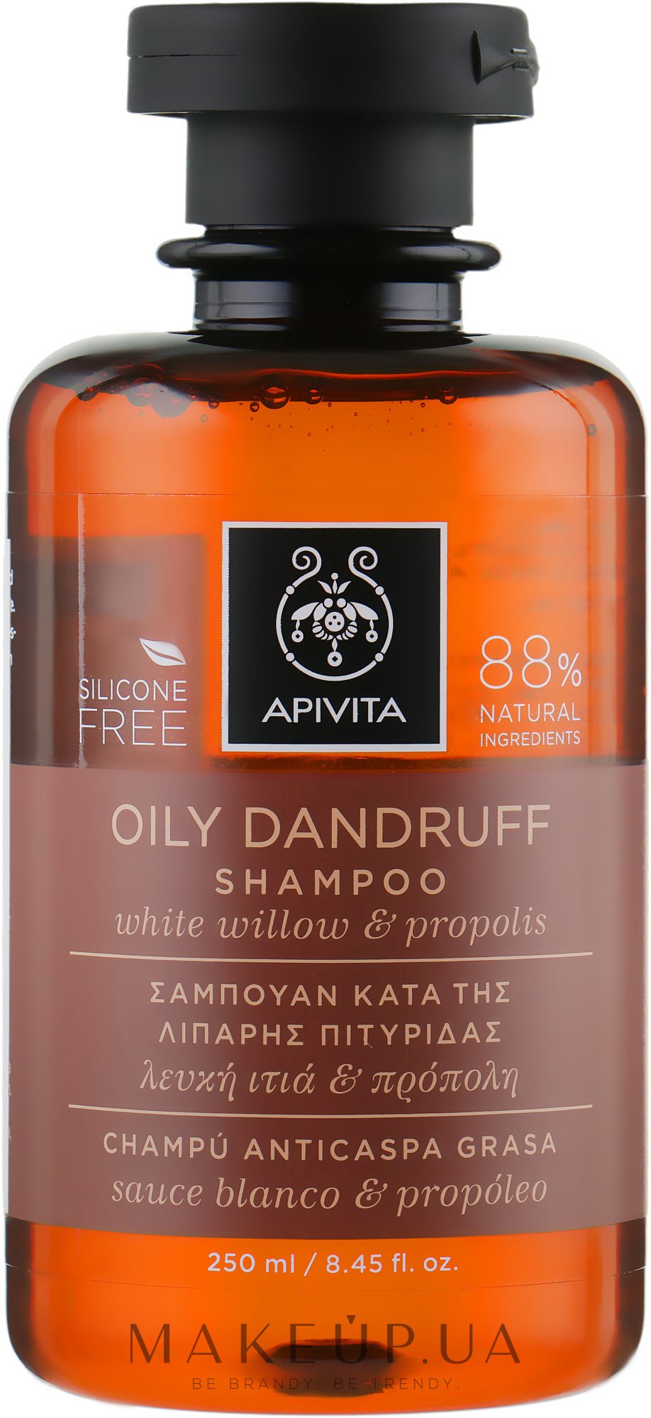 Шампунь з білою вербою і прополісом для жирного волосся від лупи - Apivita Shampoo For Oily Dandruff With White Willow Propolis — фото 250ml