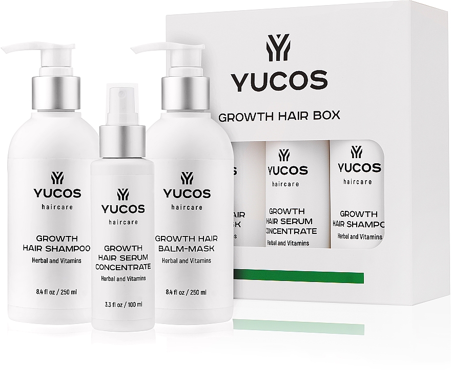 Набір - Yucos Growth Hair (shm/250ml + balm/mask/250ml + serum/100ml) — фото N1