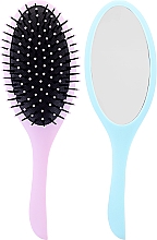 Щетка массажная для волос, розовая с голубым - Twish Professional Hair Brush With Magnetic Mirror Mauve-Blue — фото N1