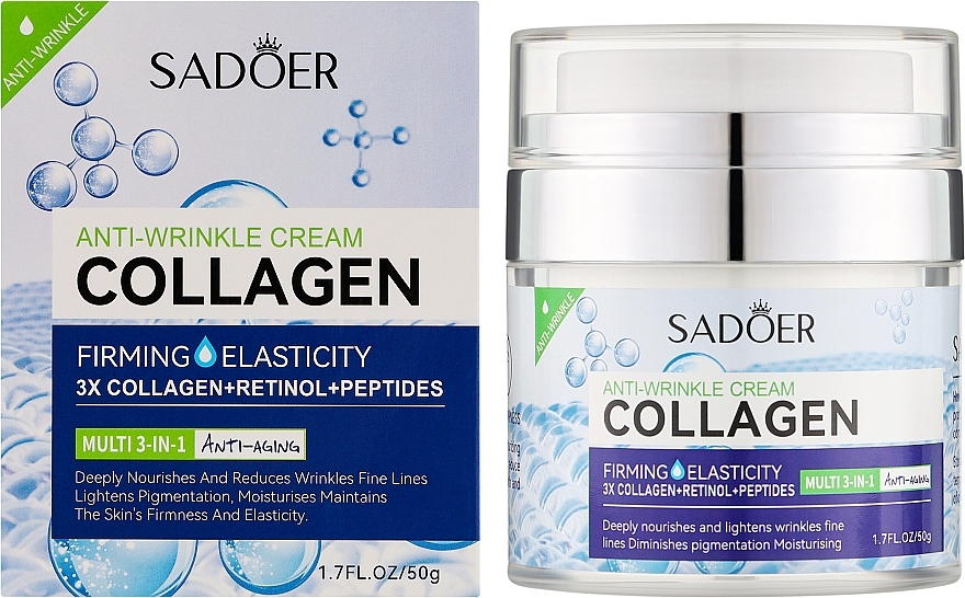 Антивозрастной крем для укрепления и эластичности кожи - Sadoer Anti-Wrinkle Cream Collagen — фото N2