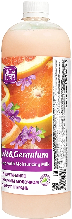 Жидкое крем-мыло "Грейпфрут и Герань" - Bioton Cosmetics Active Fruits "Grapefruit & Geranium" Soap (дой-пак) — фото N4