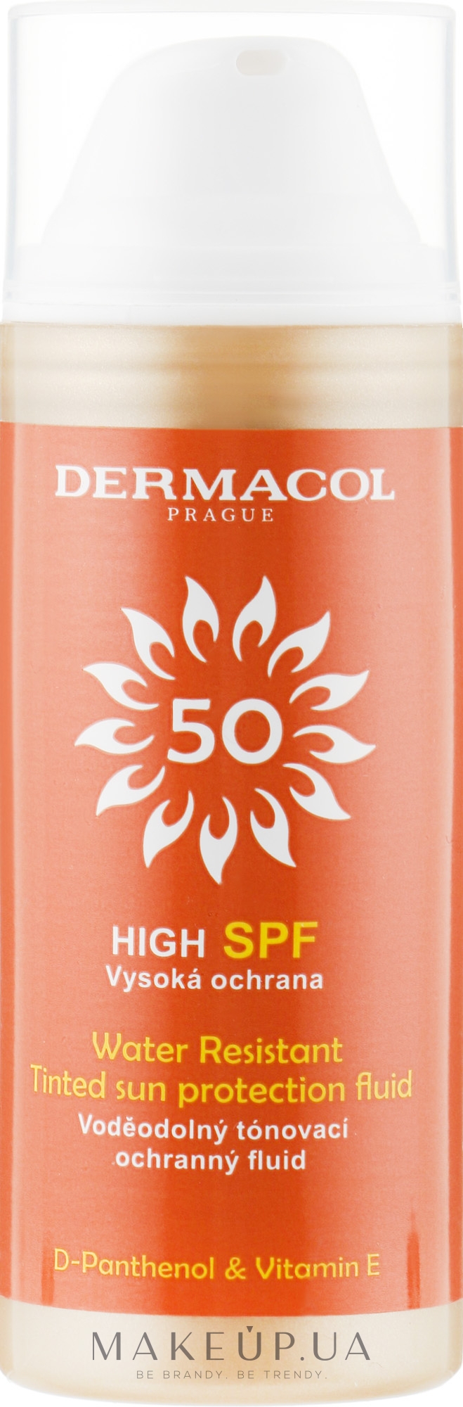 Водостійкий сонцезахисний тонувальний флюїд - Dermacol Sun Tinted Water Resistant Fluid SPF50 — фото 50ml