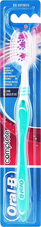 Зубна щітка, м'яка, зелена - Oral-B Complete Clean&Sensitive Soft Toothbrush — фото N1