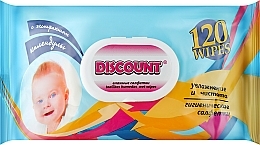 Салфетки влажные для детей с экстрактом календулы и витамином Е, с клапаном, 120 шт - Discount — фото N1