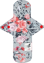 Прокладка для менструації, міді, 4 краплі, троянди на сірому - Ecotim For Girls — фото N1