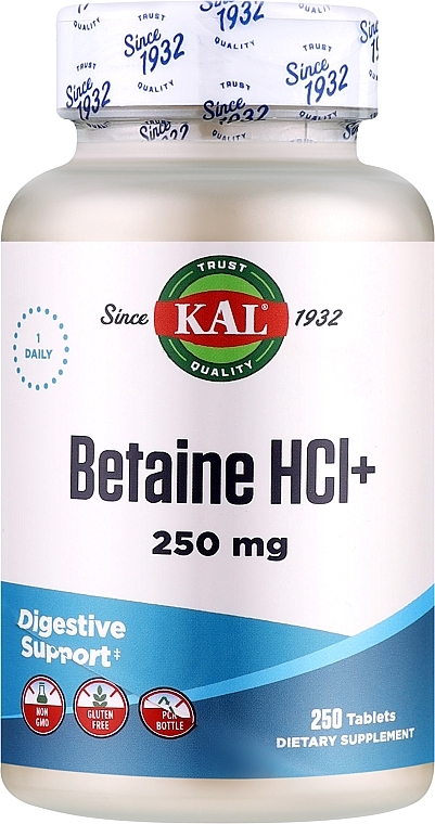 Пищевая добавка "Бетаина гидрохлорид" - Kal Betaine HCl Plus 250 mg — фото N3