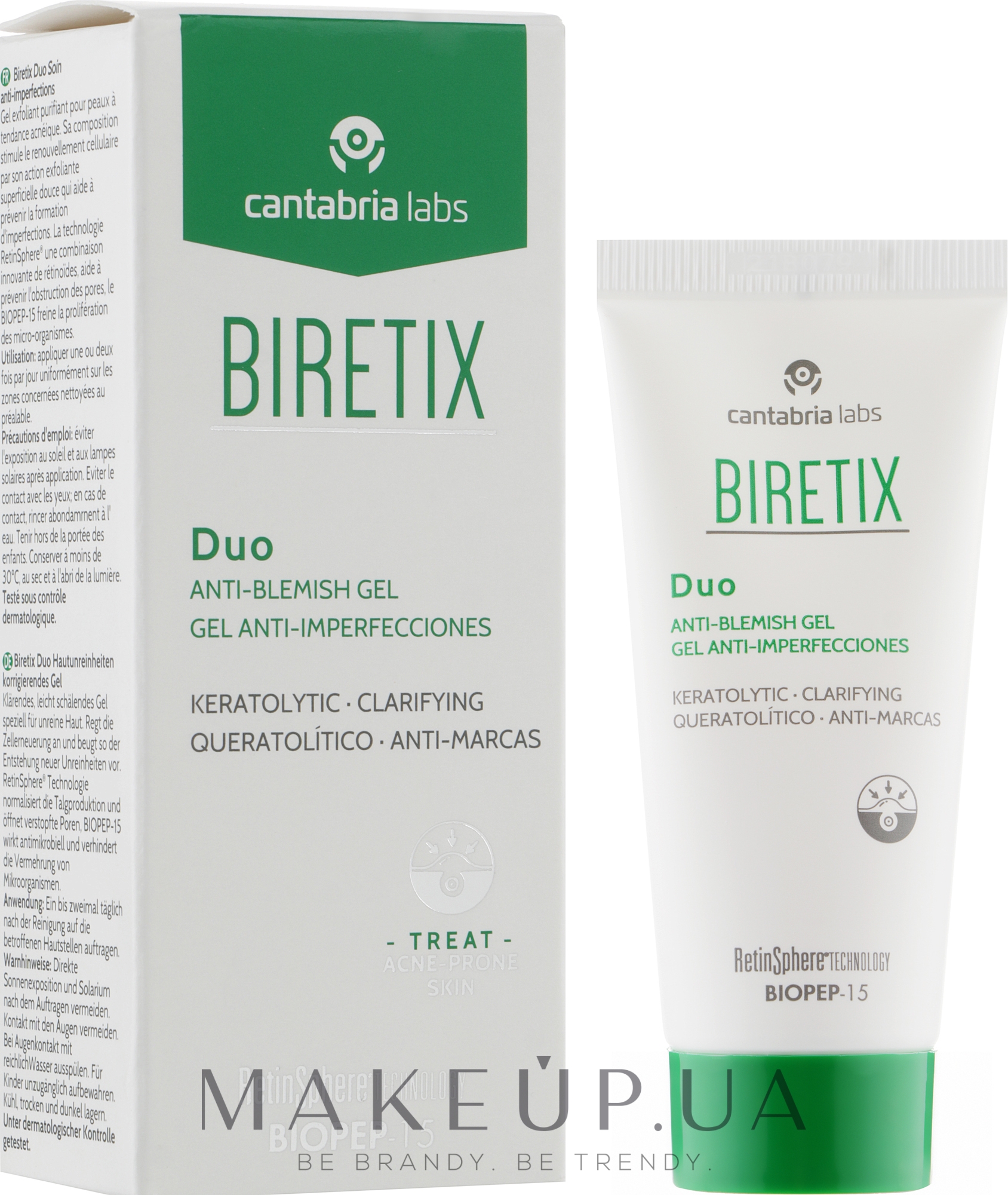 Себорегулирующий противовоспалительный гель для лица с акне - Cantabria Labs Biretix Duo Gel — фото 30ml