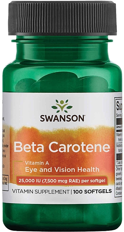 Вітамінна добавка "Бета-каротин" - Swanson Beta Carotene 25 000 IU — фото N1