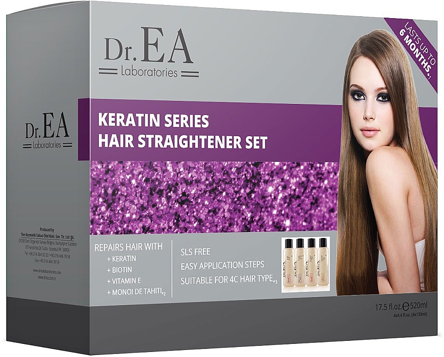 Набор - Dr.EA Keratin Series Hair Straightener Set (hair/cr/130ml + shp/130ml + smp/130ml + mask/130ml) — фото N1