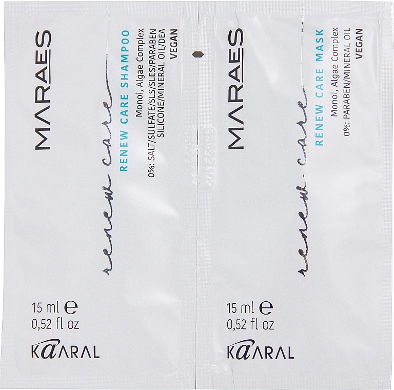 Набір пробніків для відновлення волосся - Kaaral Maraes Renew Care (shm/15ml + mask/15ml) — фото N1