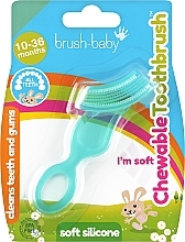 Силіконова жувальна зубна щітка, 10-36 міс., бірюзова - Brush-Baby Chewable Toothbrush — фото N1