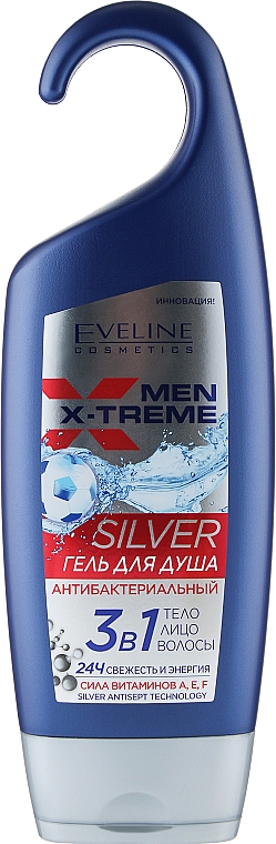 Антибактеріальний гель для душу 3в1 - Eveline Cosmetics Men X-Treme Silver — фото N1
