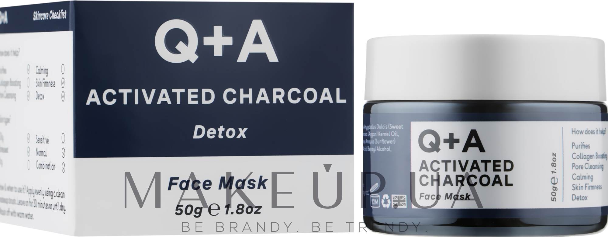 Маска для лица "Детокс" - Q+A Activated Charcoal Face Mask — фото 50g
