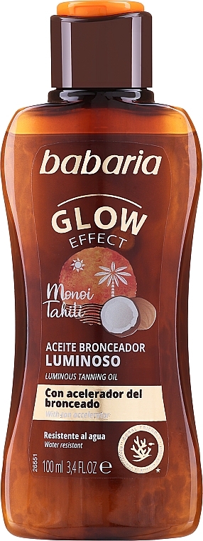 Гель-масло для загара - Babaria Glow Effect Monoi Tahili Tanning Oil — фото N1