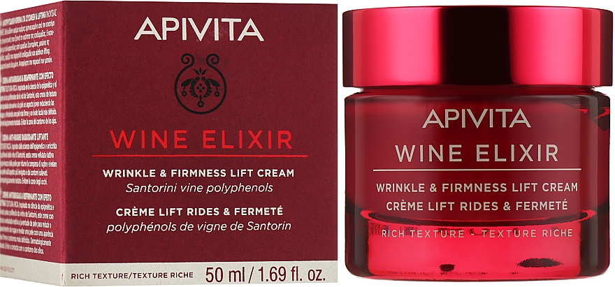Крем-ліфтинг проти зморшок з поліфенолами вина Санторіні - Apivita Wine Elixir Wrinkle And Firmness Lift Cream Rich Texture — фото N2